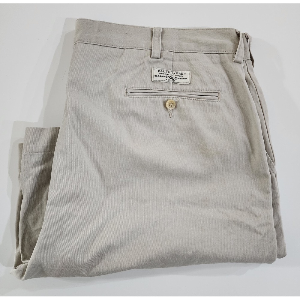 Polo Ralph Lauren Men's Prospect Light Grey Chino Flat Front Shorts Size 40
